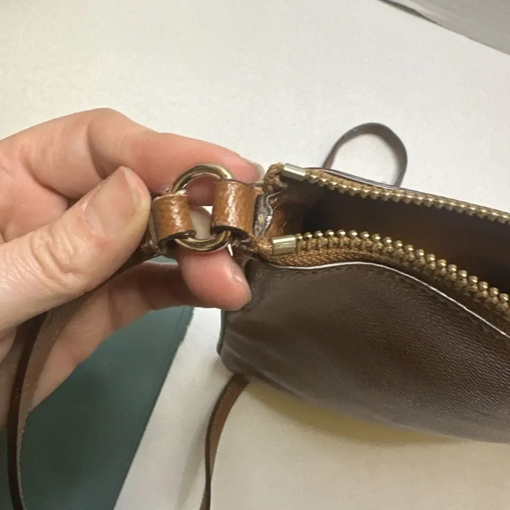 Coach Mini Rowan‎ File Pebbled Leather Crossbody Shoulder Handbag Purse Cognac